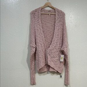 FREE PEOPLE WOMENS ROSE PINK KNIT CARDIGAN SWEATER Sz SM NEW